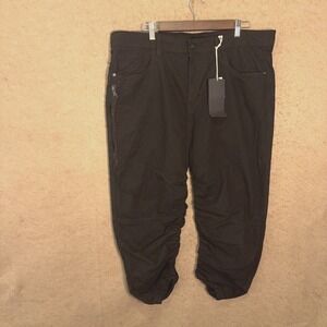 Smoke Rise Ruched Cargo Crop Pants Mens 36 Black Cotton Lightweight NWT